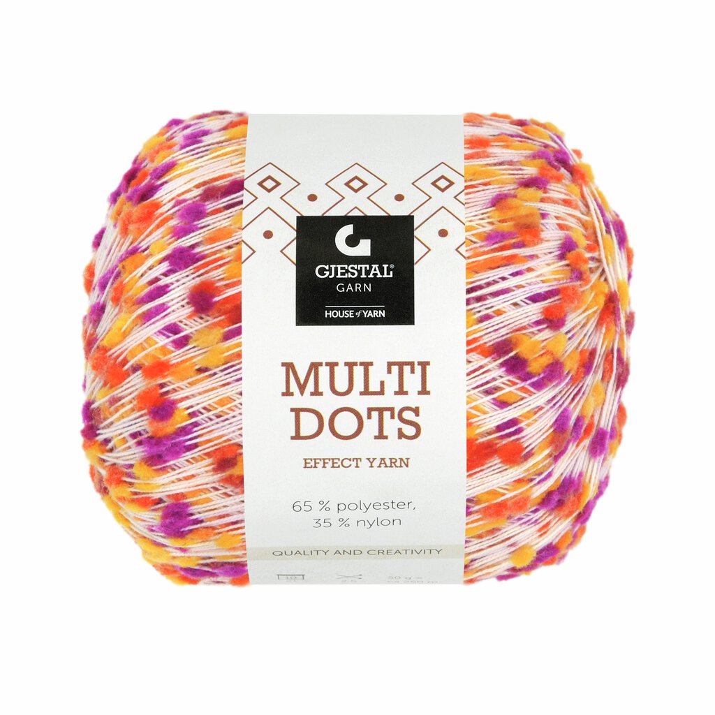 Gjestal 906 Purpur/Oransje/Gul dots