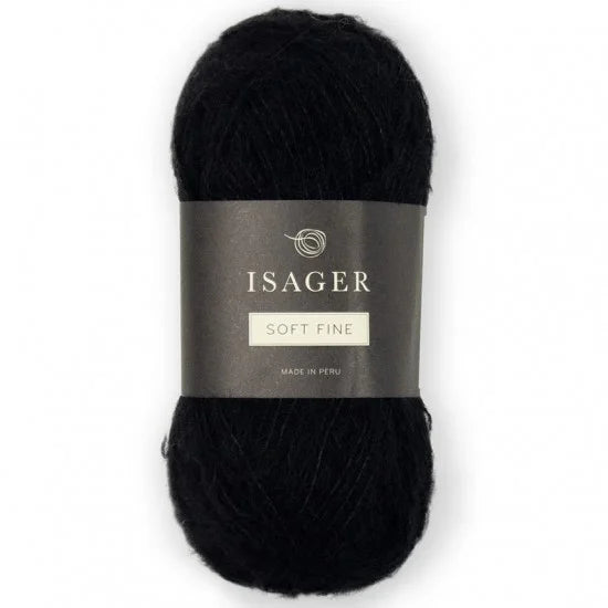 Isager Soft Fine 30 svart - helt garnnøste