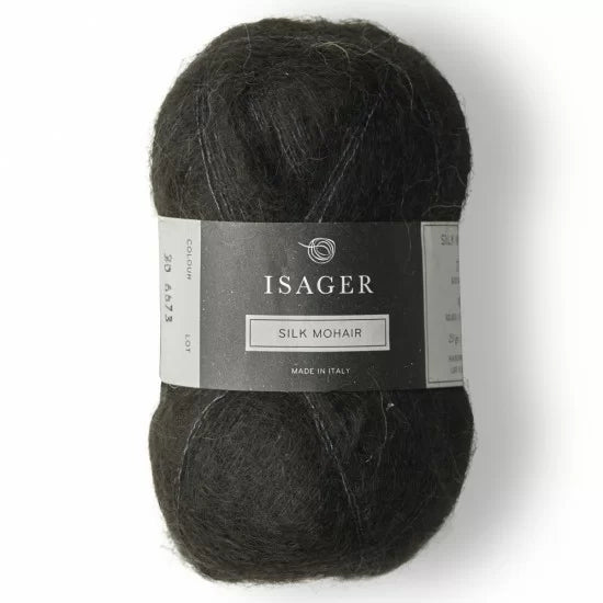 Isager Silk Mohair 30 svart - helt garnnøste