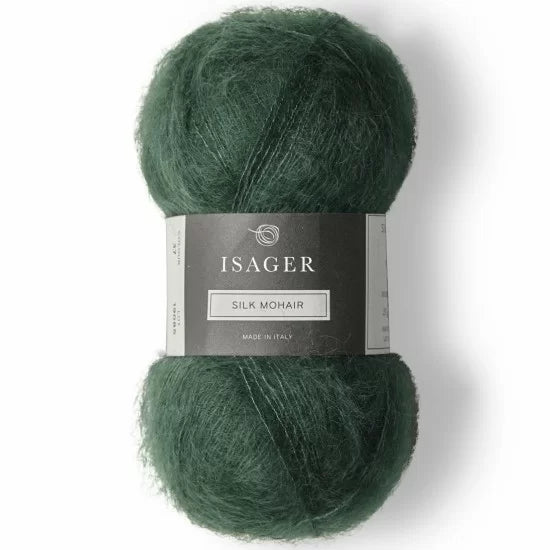 Isager Silk Mohair 37 pine green - helt garnnøste