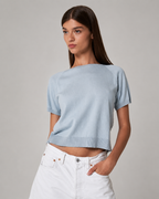 Strikket T-Shirt i Bomull og Kasjmir fra Leap Concept