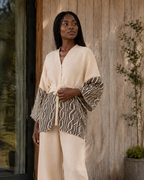 Mønstret Wrap-jakke fra Oli’s Knitwear