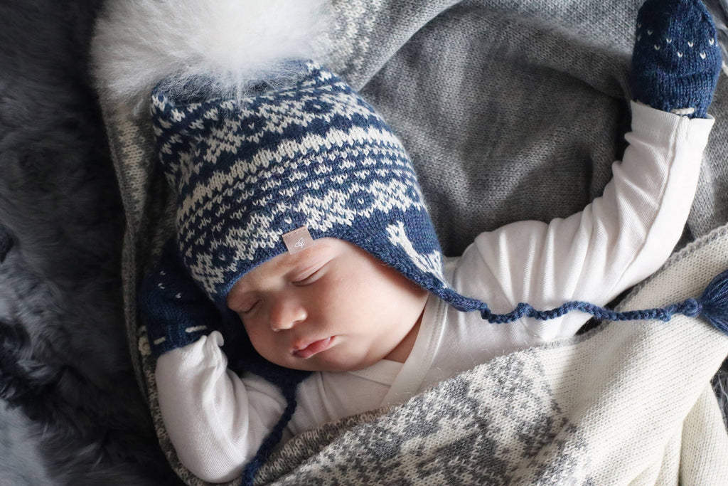 Alpakka Baby Lue med Øreklaffer