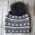 Alpakka Fair Isle Lue med Pom Pom