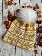 Alpakka Fair Isle Lue med Pom Pom