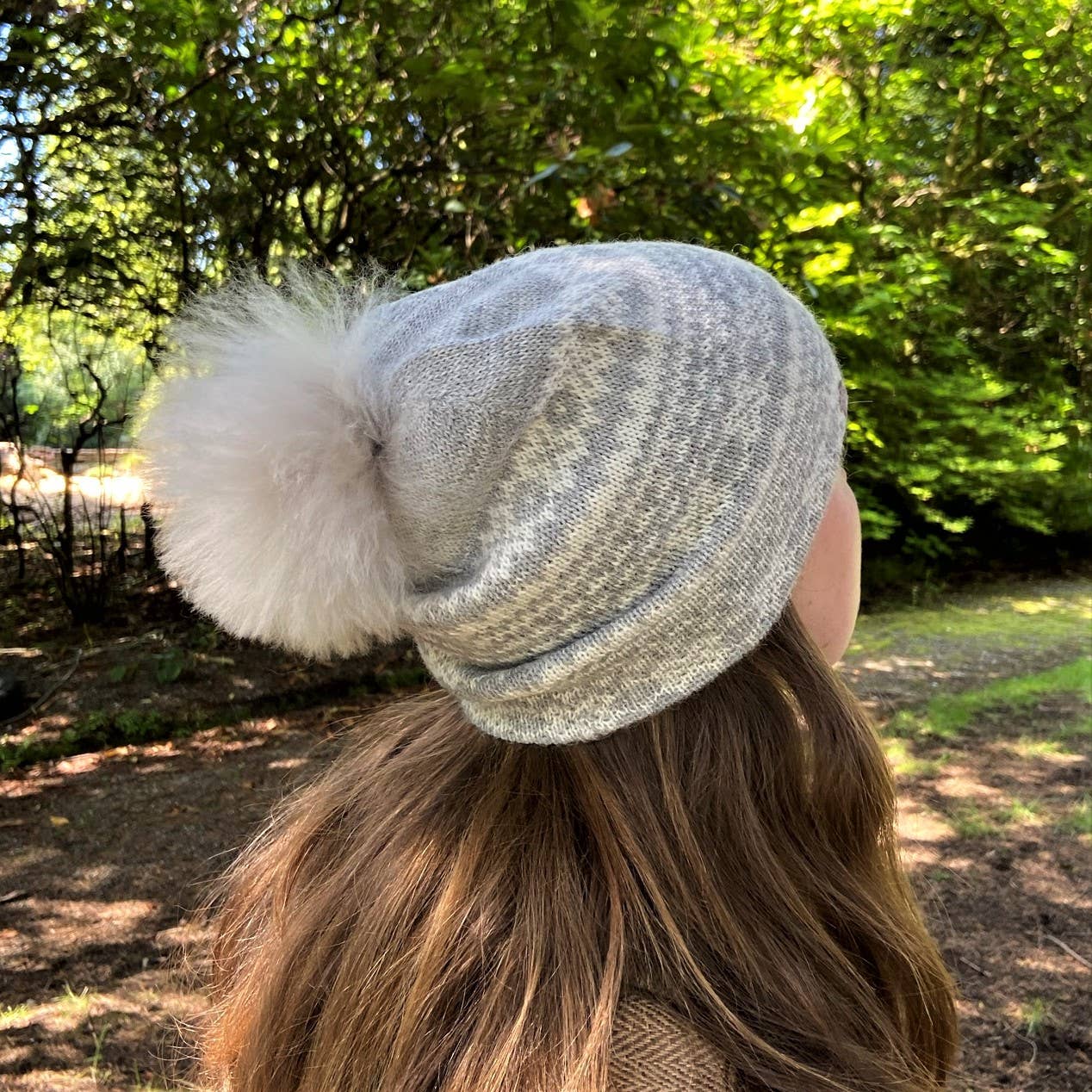 Alpakka Fair Isle Lue med Pom Pom