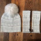 Alpakka Fair Isle Lue med Pom Pom