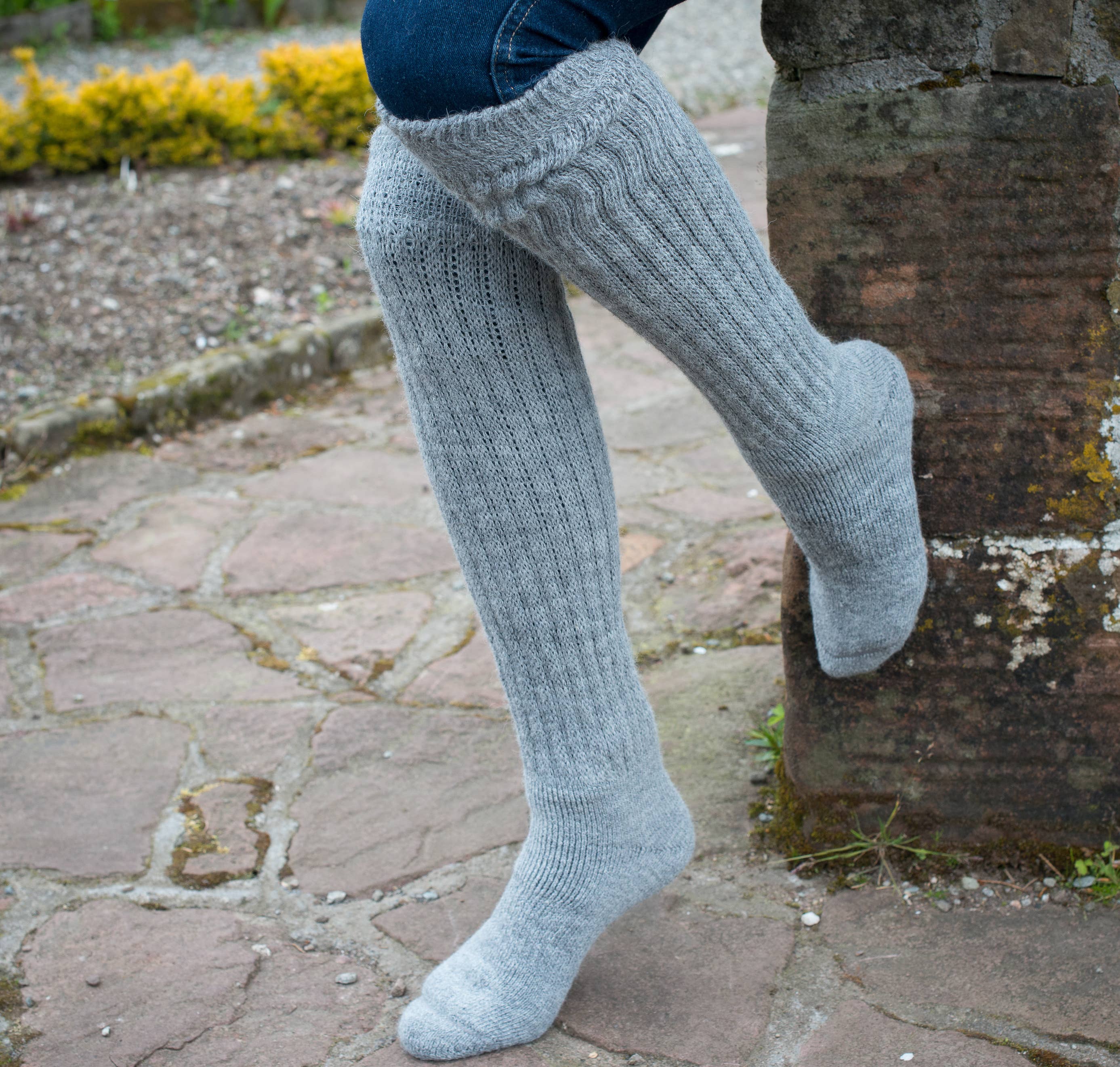 Knestrømper i Alpakka – Chunky Rib