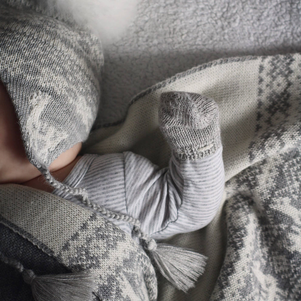 Alpakka Babyteppe med Fair Isle Mønster