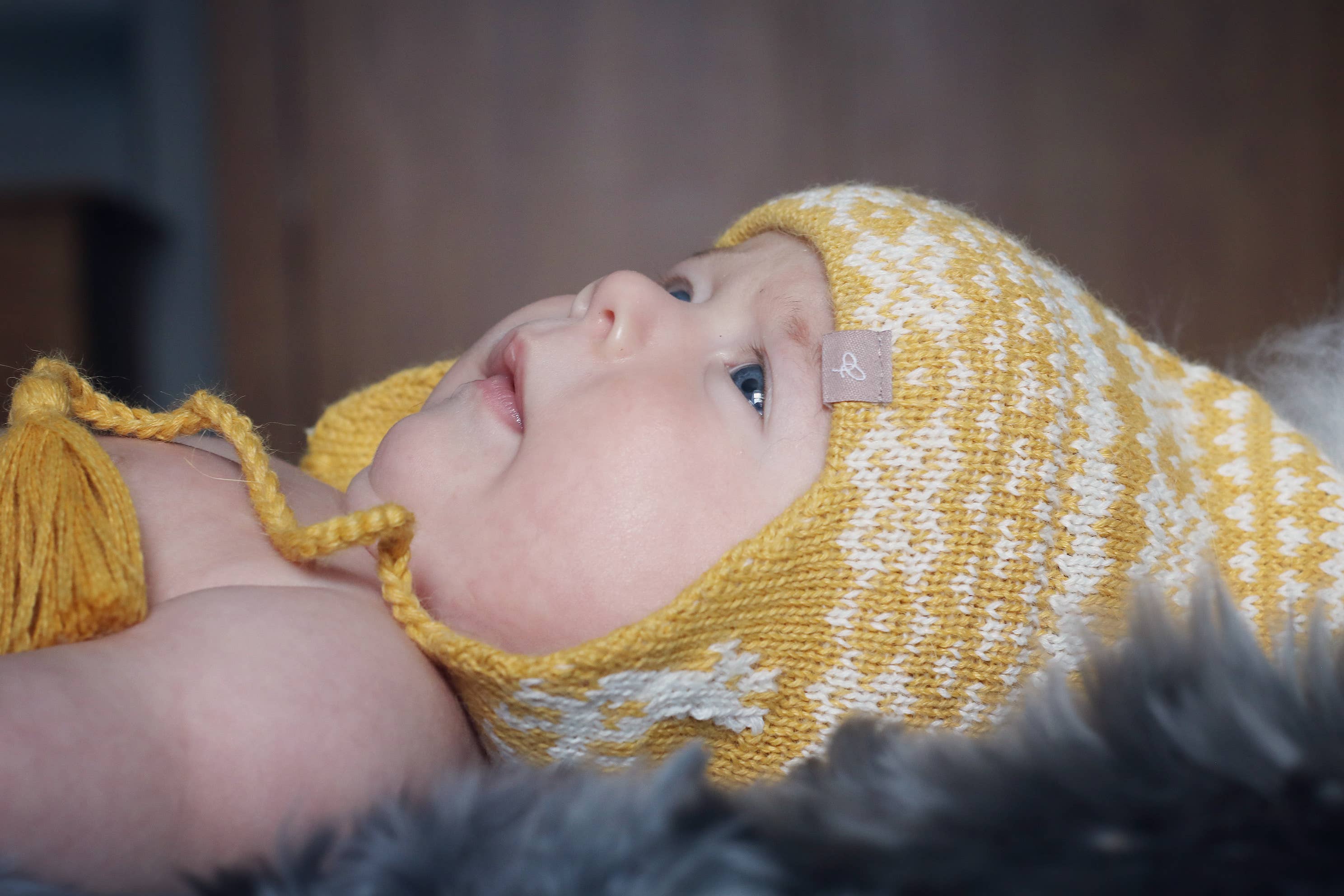 Alpakka Baby Lue med Øreklaffer