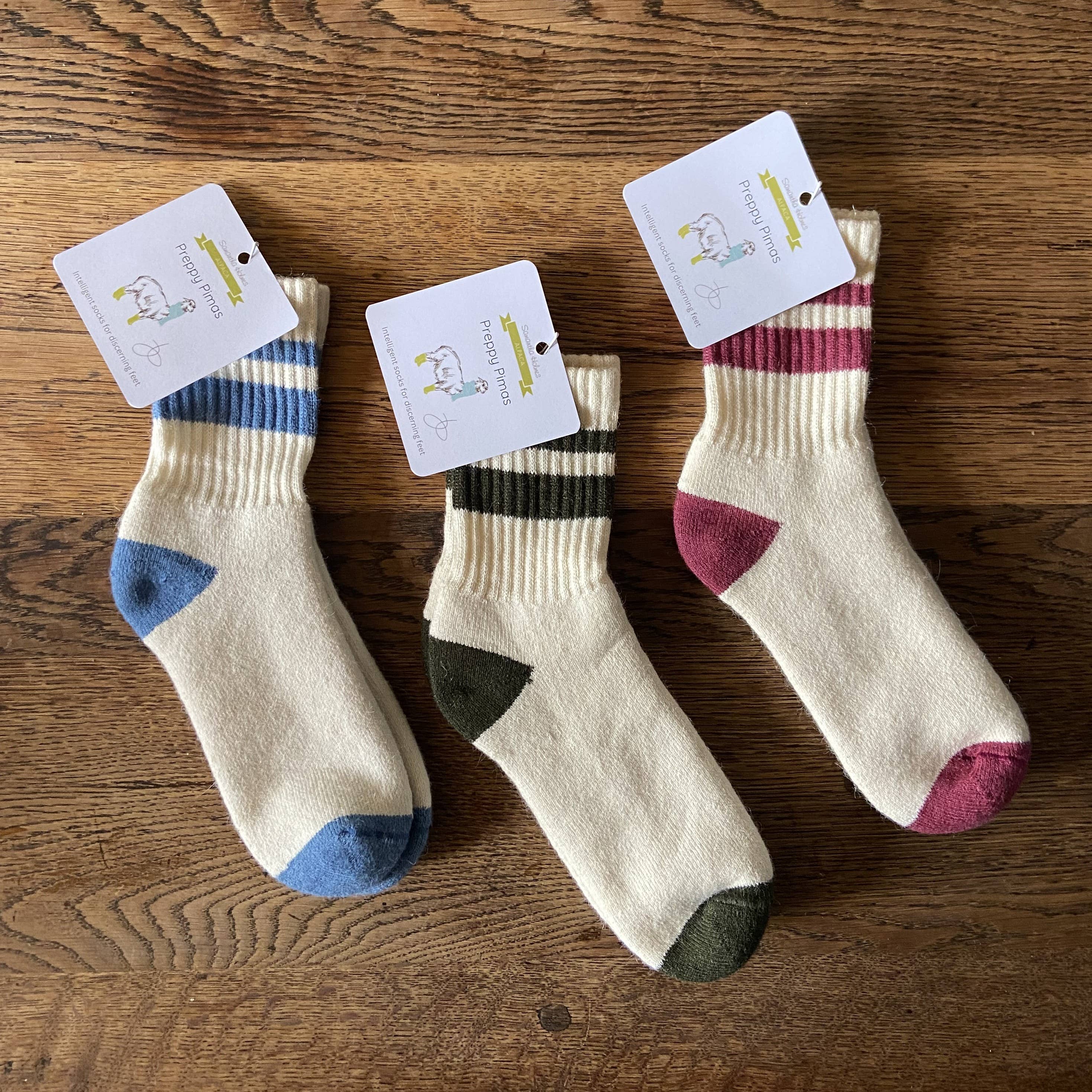 Alpakka- og Pima-bomullssokker – Preppy Style, Blå