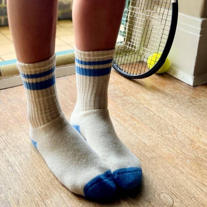 Alpakka- og Pima-bomullssokker – Preppy Style, Blå