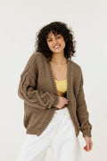 Tom Cardigan – 100 % Bomull, Taupe