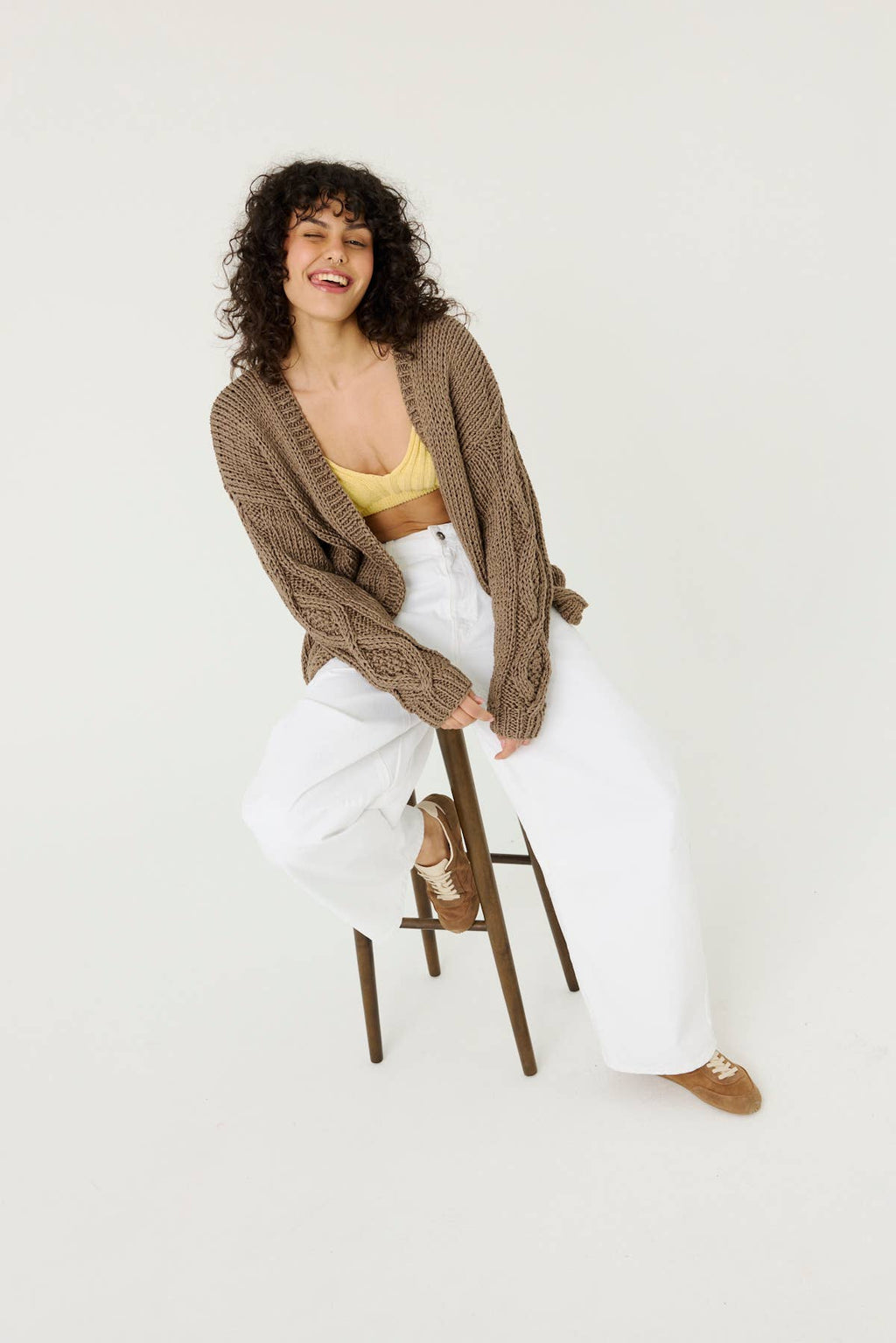 Tom Cardigan – 100 % Bomull, Taupe