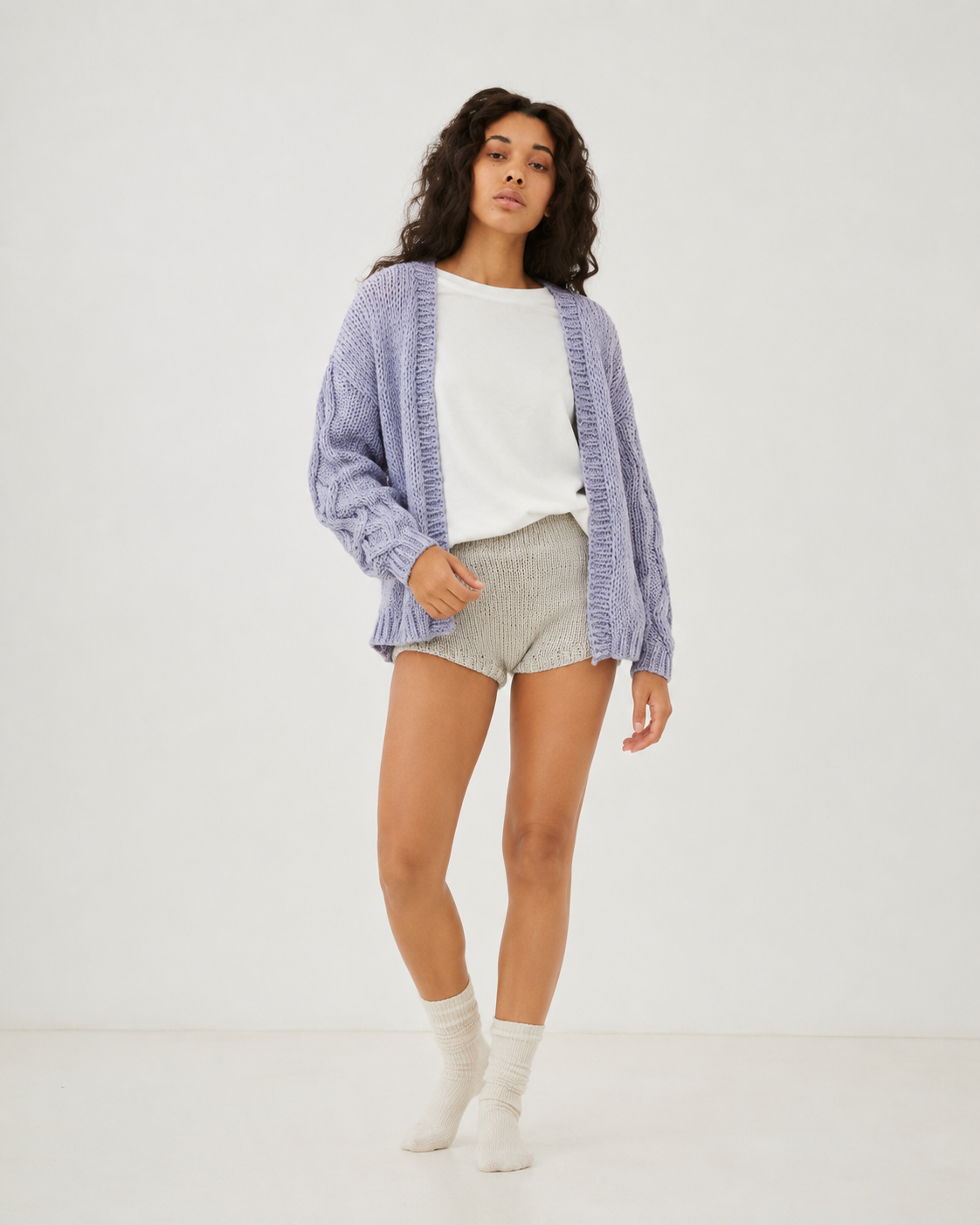 Tom Cardigan – 100 % Bomull, Lilac - Håndlaget