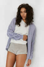 Tom Cardigan – 100 % Bomull, Lilac - Håndlaget