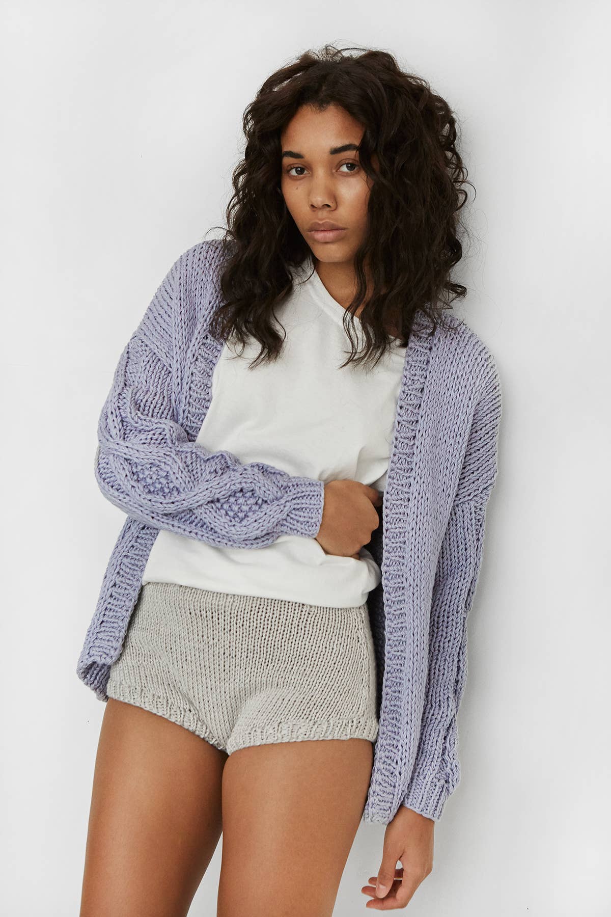 Tom Cardigan – 100 % Bomull, Lilac - Håndlaget
