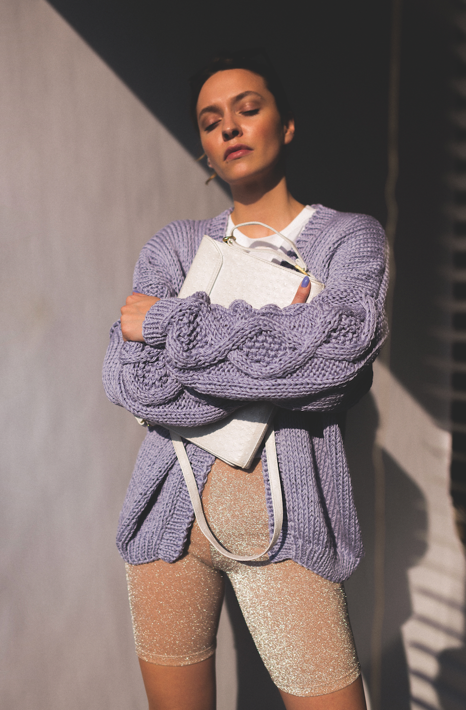 Tom Cardigan – 100 % Bomull, Lilac - Håndlaget