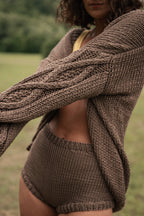 Tom Cardigan – 100 % Bomull, Taupe