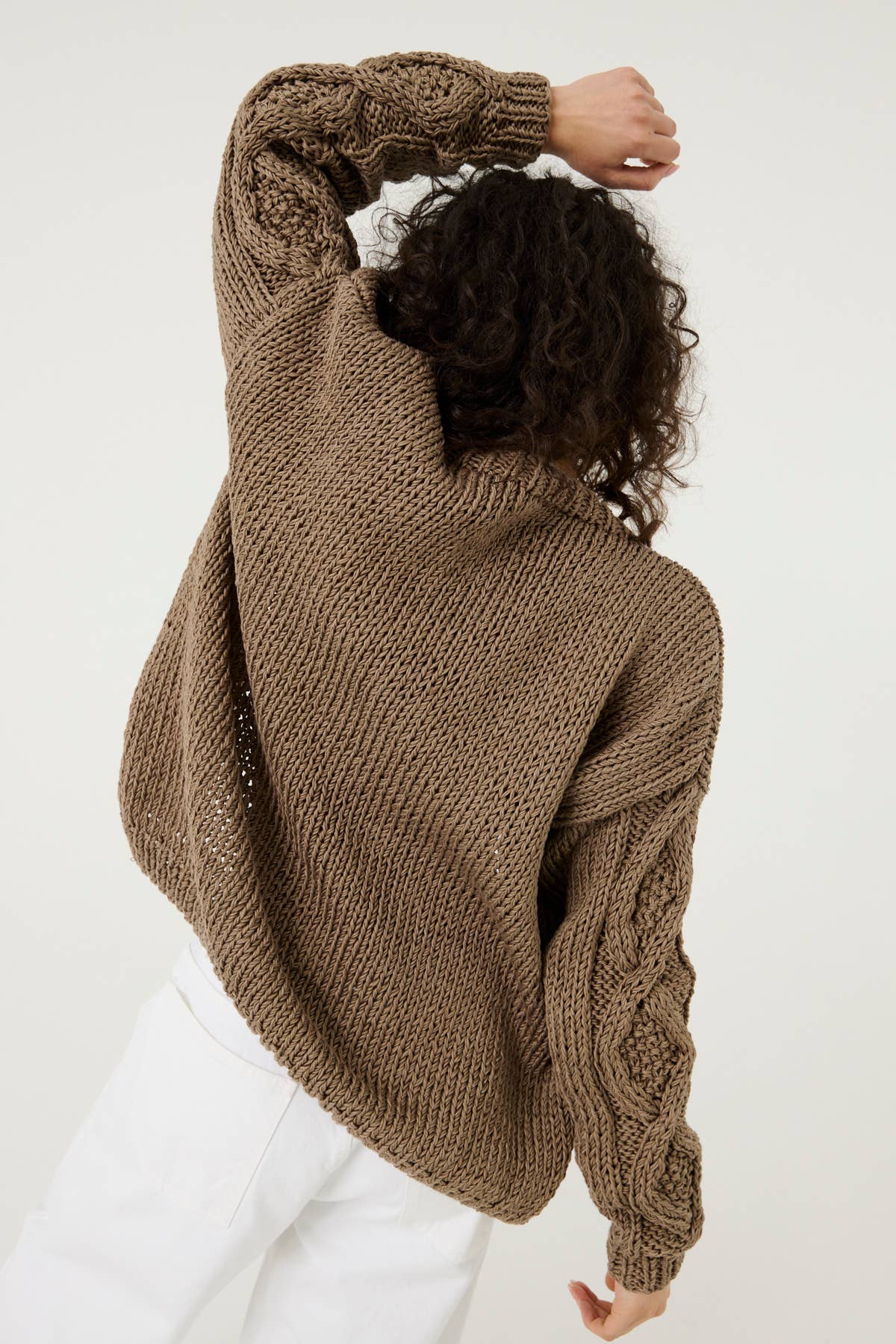 Tom Cardigan – 100 % Bomull, Taupe