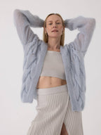 Twisted Erik Cardigan – Mohair & Silke, Dew - Håndlaget