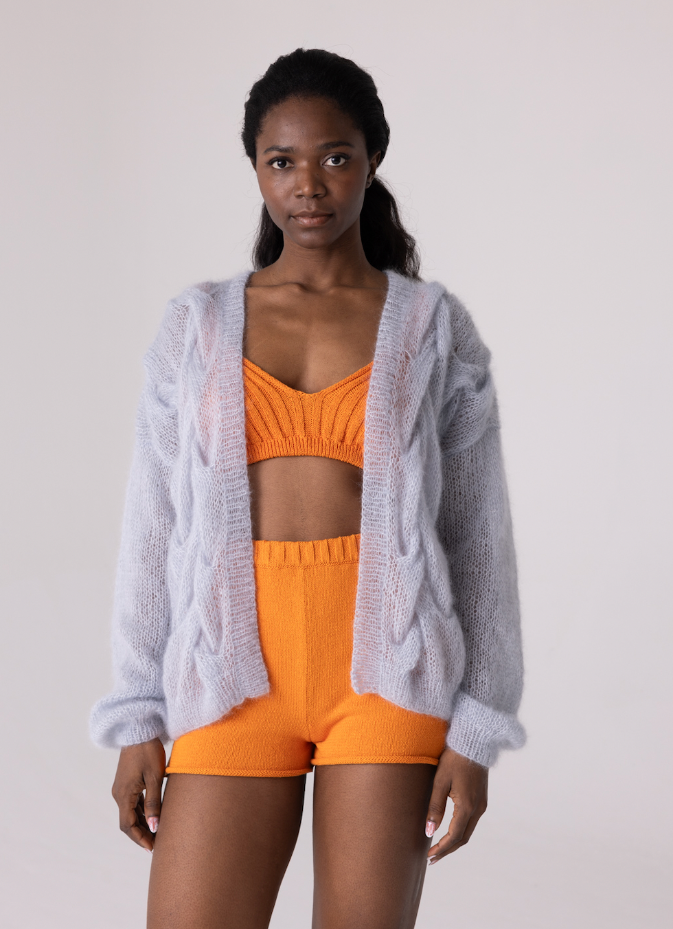 Twisted Erik Cardigan – Mohair & Silke, Dew - Håndlaget