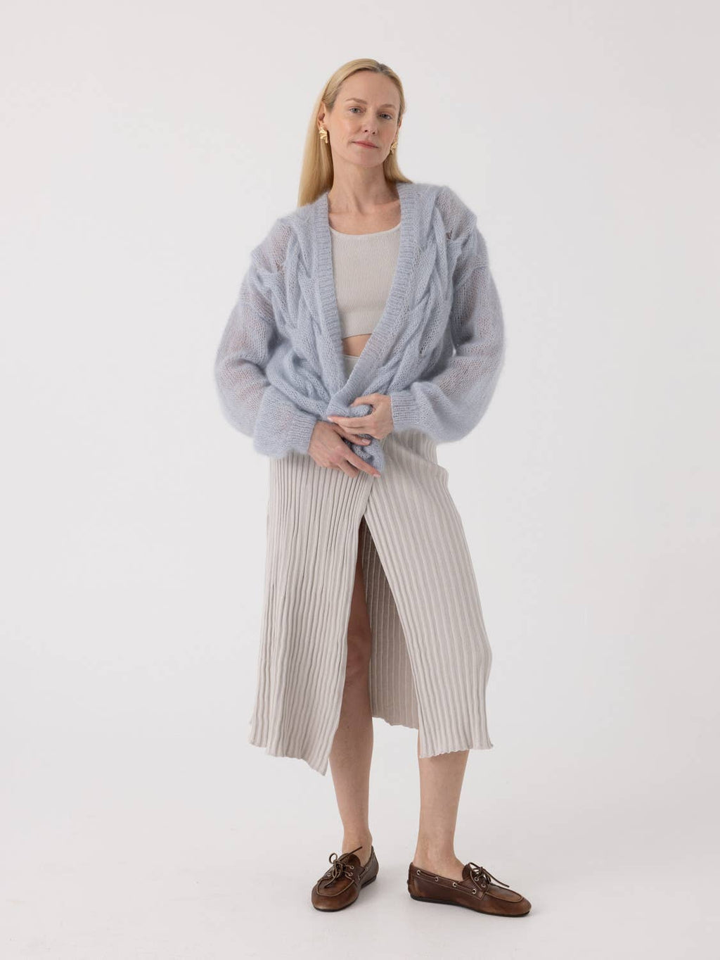 Twisted Erik Cardigan – Mohair & Silke, Dew - Håndlaget