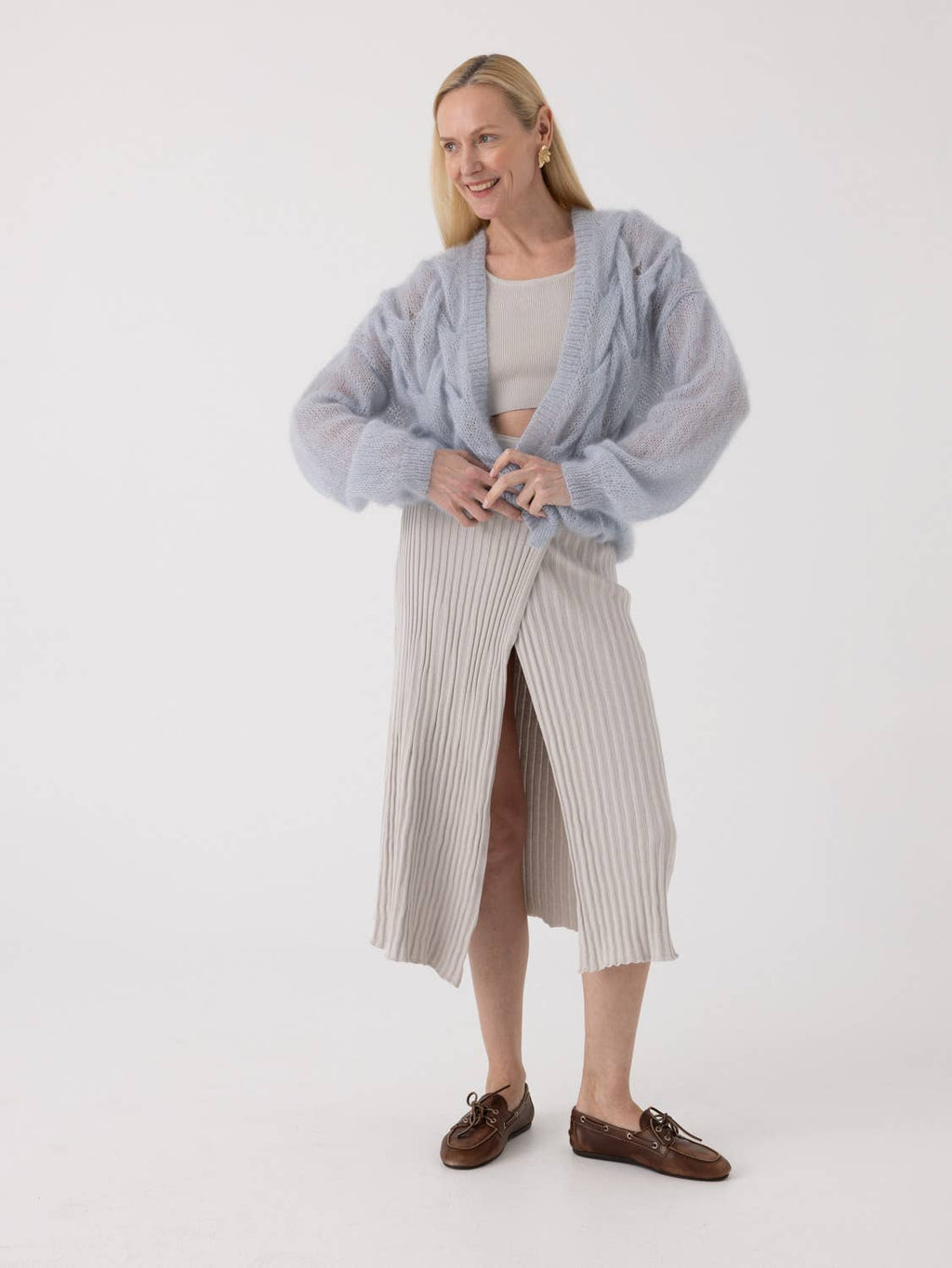 Twisted Erik Cardigan – Mohair & Silke, Dew - Håndlaget