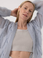 Twisted Erik Cardigan – Mohair & Silke, Dew - Håndlaget