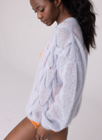 Twisted Erik Cardigan – Mohair & Silke, Dew - Håndlaget
