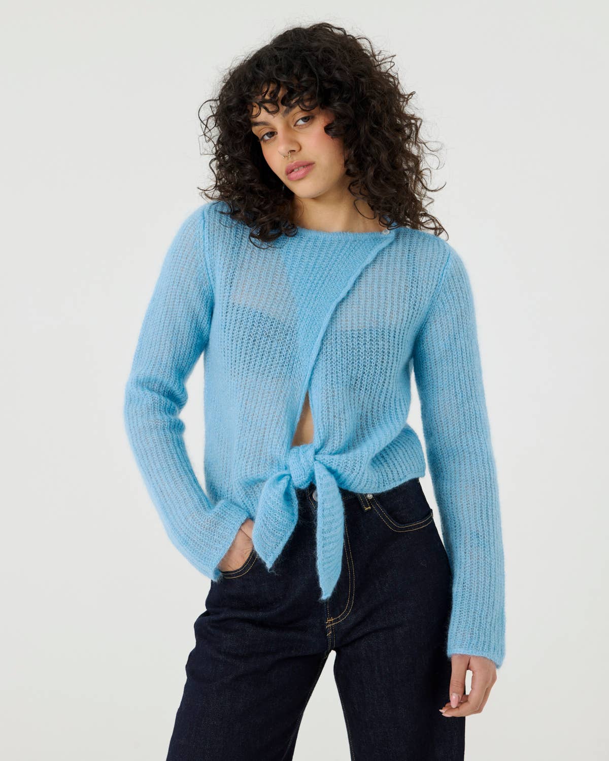 Skraistas Cropped Cardigan – Silke & Mohair, Sea Glass