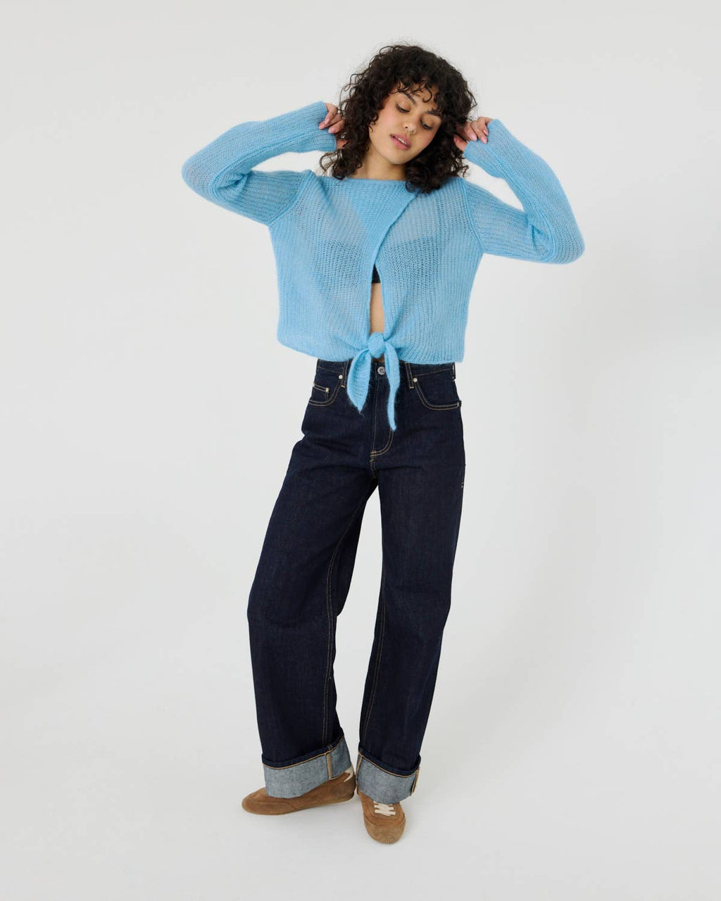 Skraistas Cropped Cardigan – Silke & Mohair, Sea Glass