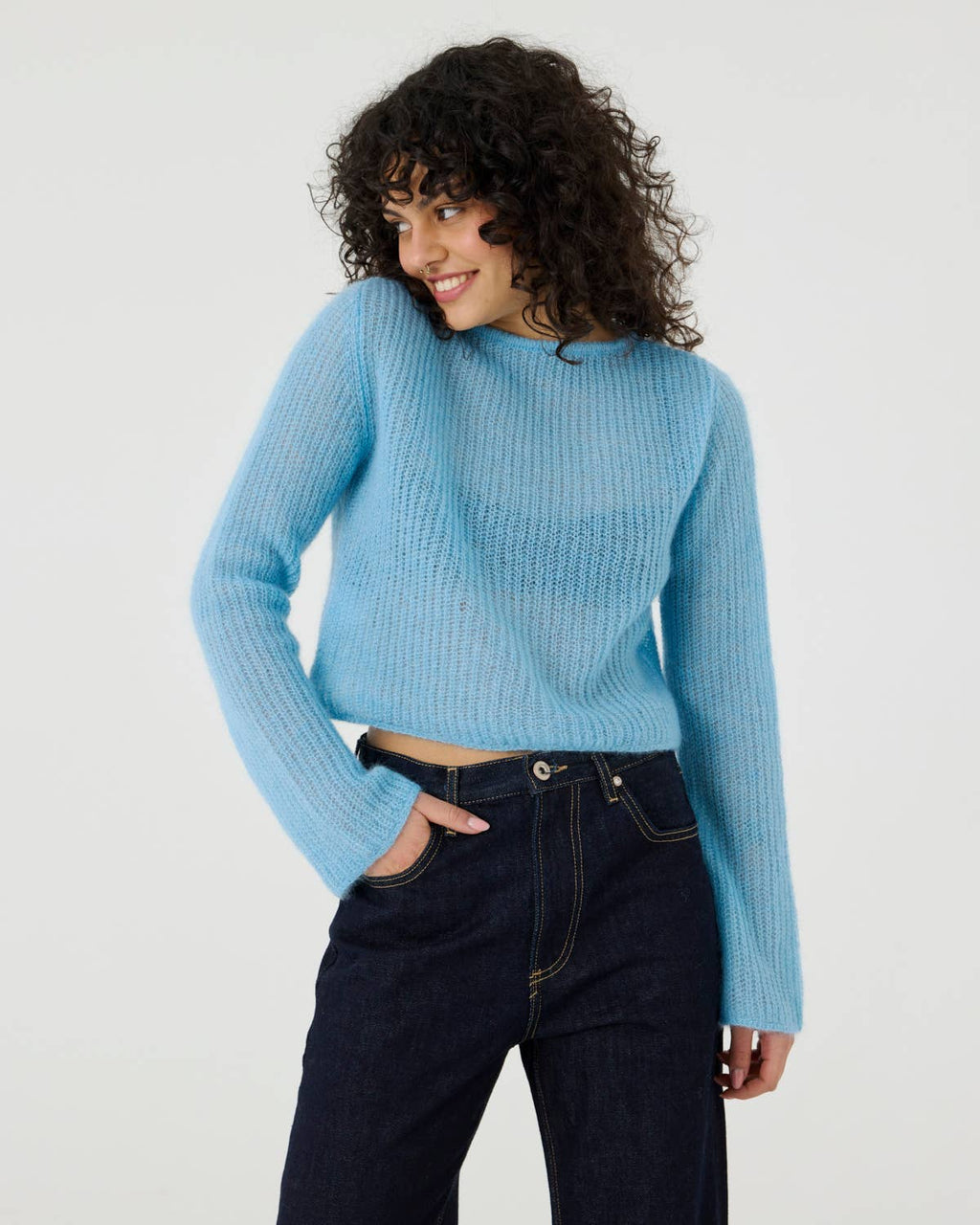 Skraistas Cropped Cardigan – Silke & Mohair, Sea Glass