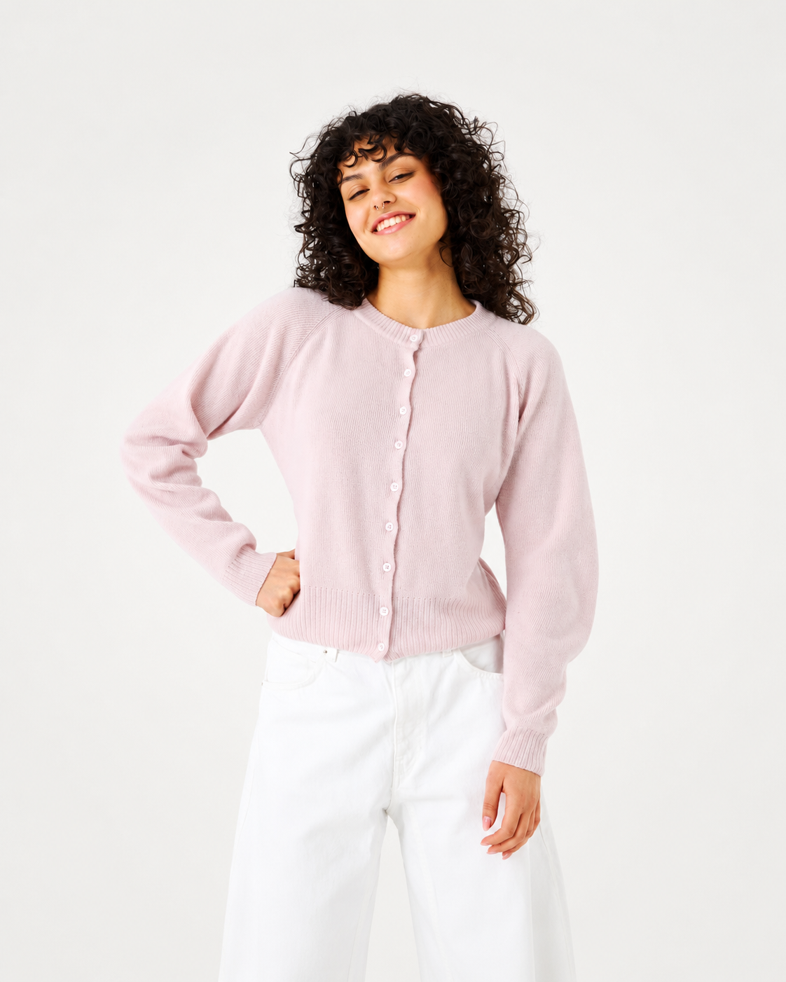 Indraja Cardigan – Ull & Kasjmir, Dusty Rose