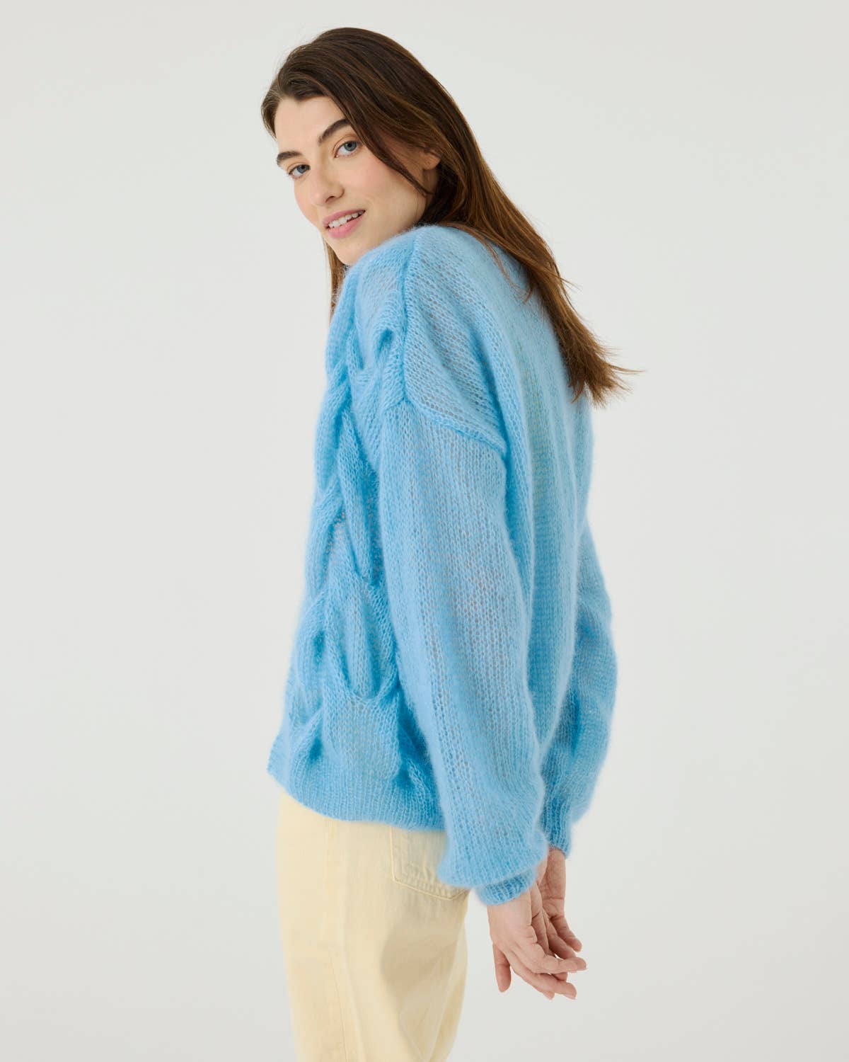 Twisted Erik Cardigan – Mohair & Silke, Sea Glass - Håndlaget