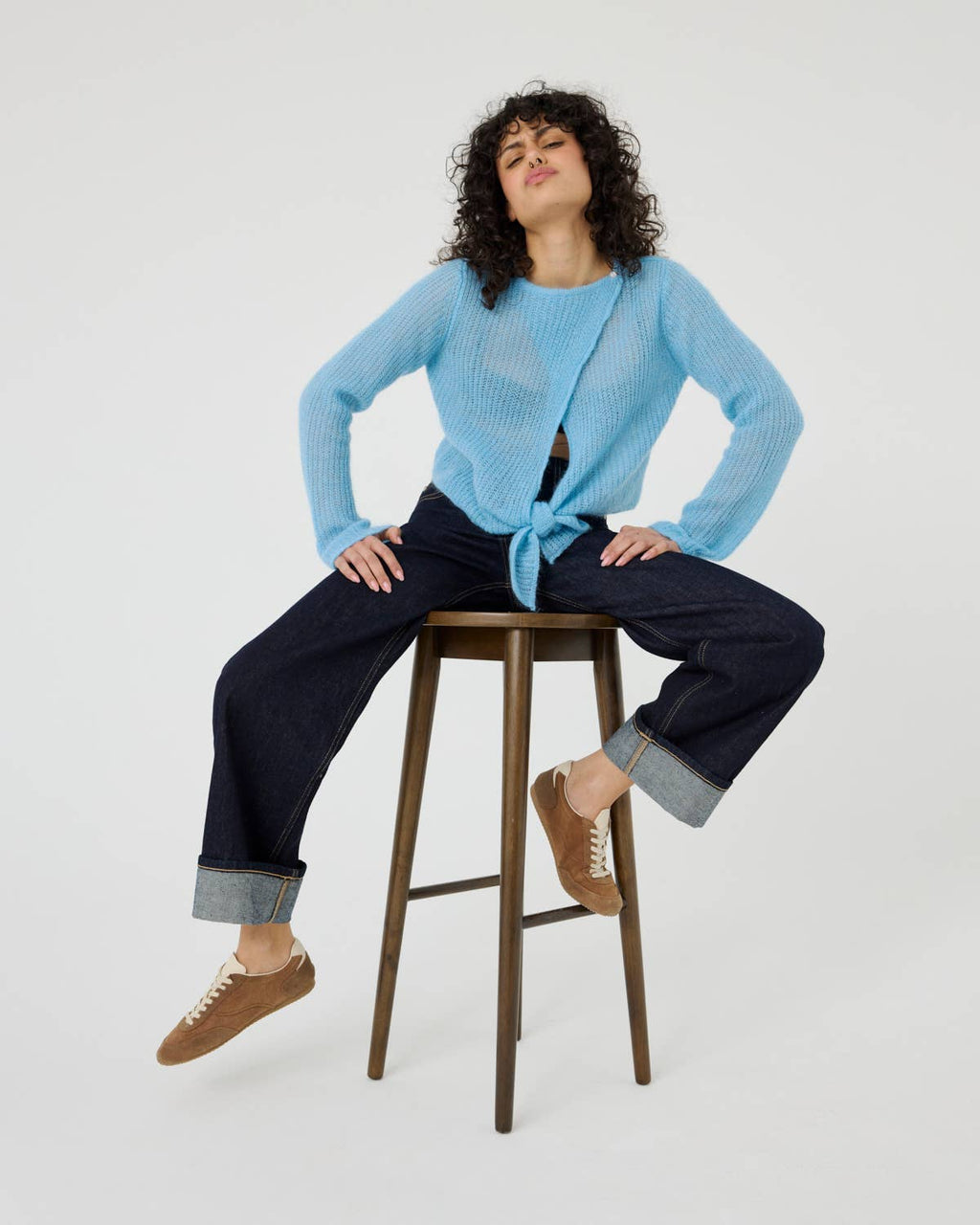 Skraistas Cropped Cardigan – Silke & Mohair, Sea Glass