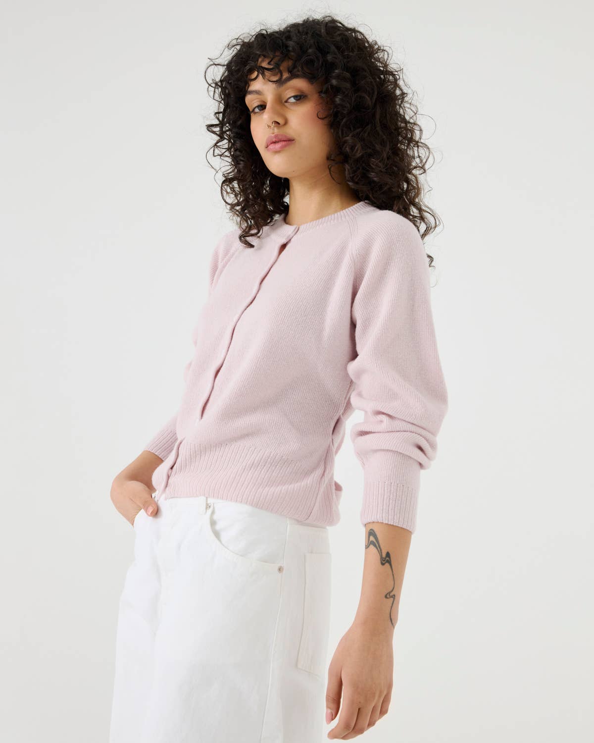 Indraja Cardigan – Ull & Kasjmir, Dusty Rose
