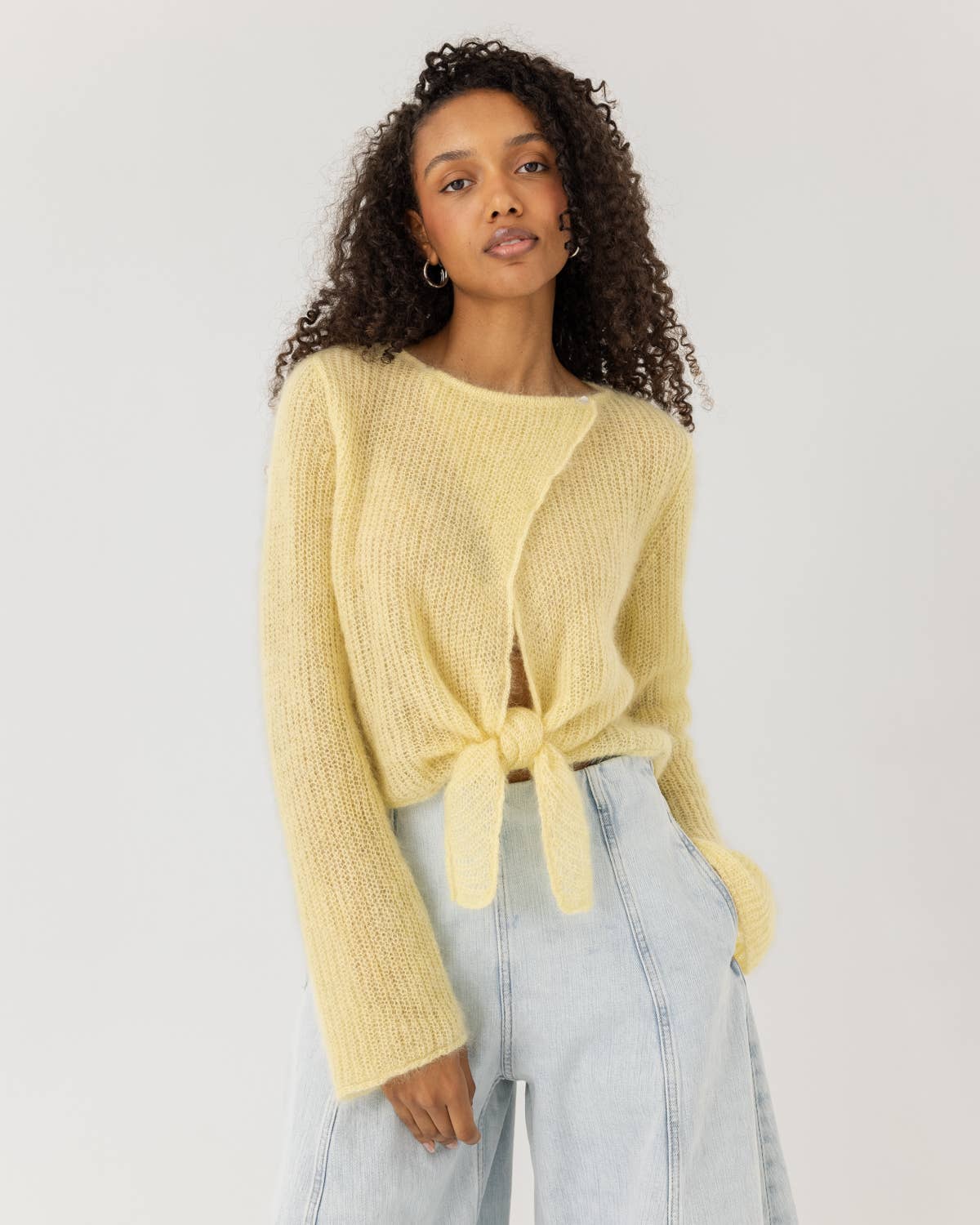 Skraistas Cropped Cardigan – Silke & Mohair, Butter Yellow