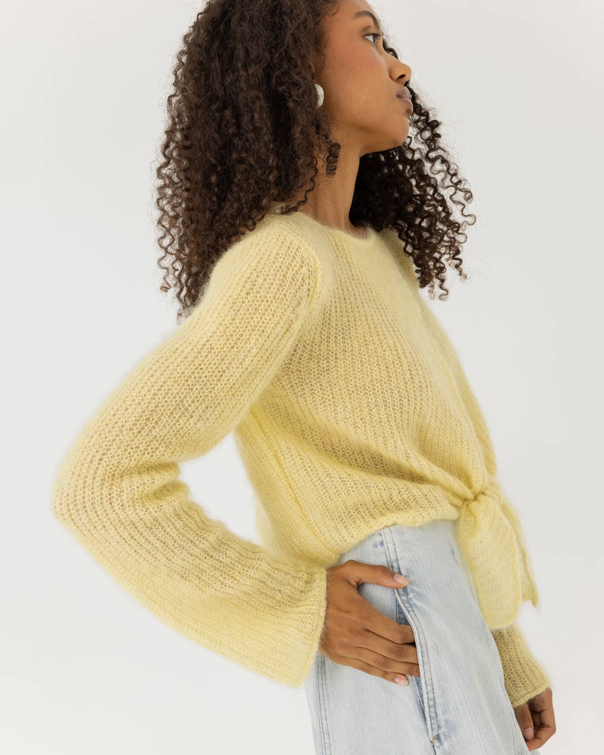 Skraistas Cropped Cardigan – Silke & Mohair, Butter Yellow