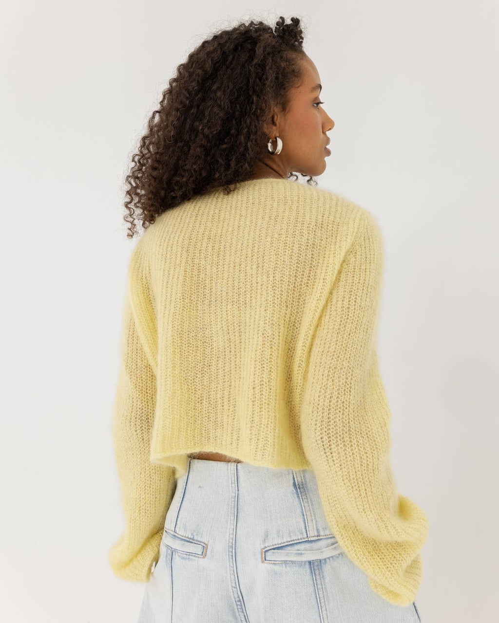 Skraistas Cropped Cardigan – Silke & Mohair, Butter Yellow