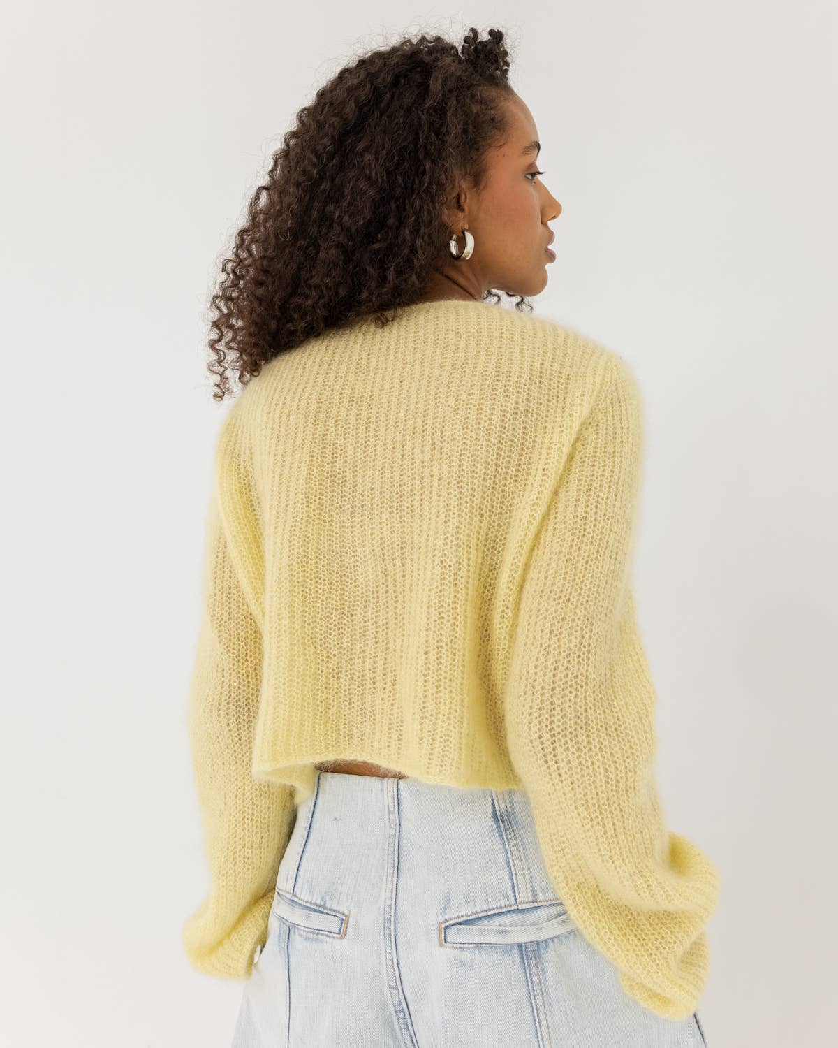 Skraistas Cropped Cardigan – Silke & Mohair, Butter Yellow