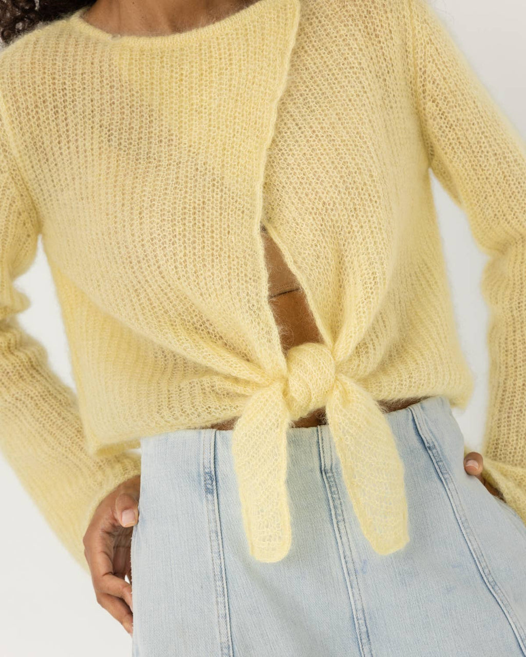 Skraistas Cropped Cardigan – Silke & Mohair, Butter Yellow