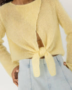 Skraistas Cropped Cardigan – Silke & Mohair, Butter Yellow
