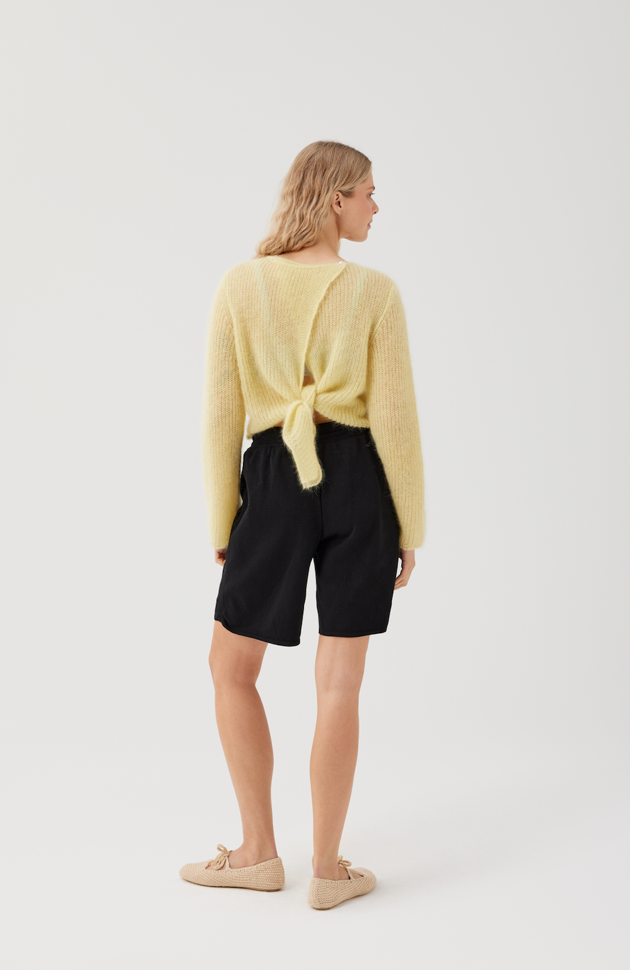 Skraistas Cropped Cardigan – Silke & Mohair, Butter Yellow