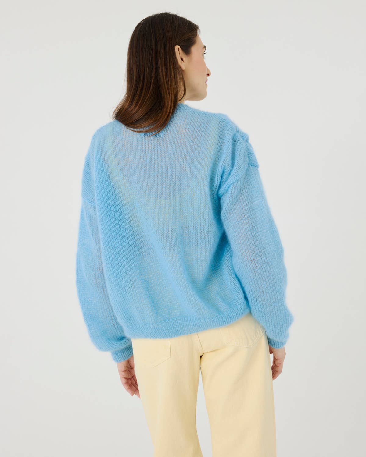 Twisted Erik Cardigan – Mohair & Silke, Sea Glass - Håndlaget