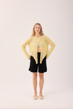 Skraistas Cropped Cardigan – Silke & Mohair, Butter Yellow
