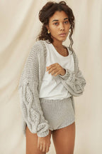 Tom Cardigan – 100 % Bomull, Silver Grey - Håndverk