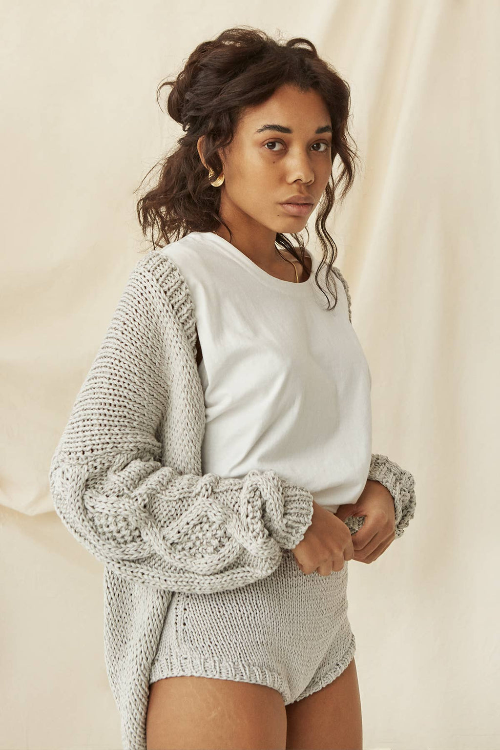 Tom Cardigan – 100 % Bomull, Silver Grey - Håndverk