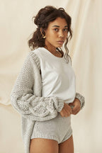 Tom Cardigan – 100 % Bomull, Silver Grey - Håndverk