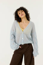 Pagunda Cardigan – Mohair & Silke, Dew - Håndlaget